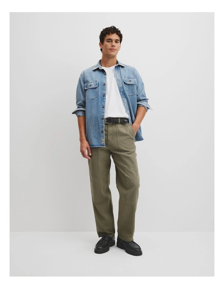 Workwear Garment Dyed Carpenter Pant in Khaki Green image 1