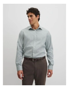 Regular Fit Gingham Travel Shirt in Deep Khaki