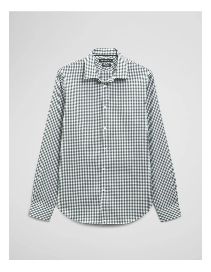 Regular Fit Gingham Travel Shirt in Deep Khaki image 2