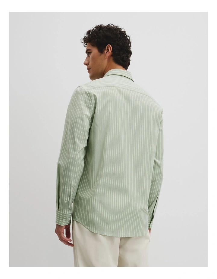 Slim Cut & Sew Stripe Shirt in Seaspray image 5