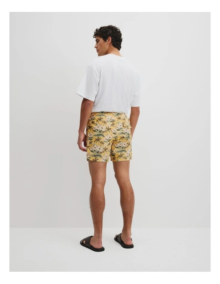 Tropical Print Swim Short in Yellow image 5