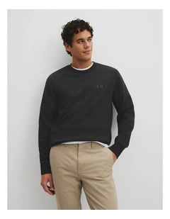 Australian Cotton Cr Logo Sweat in Black
