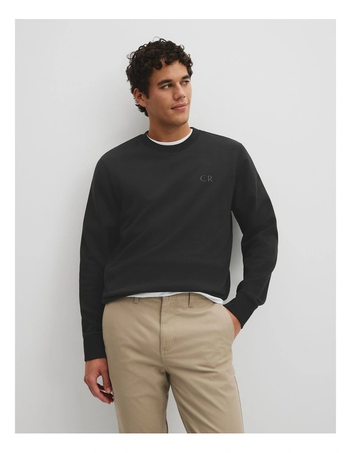 Australian Cotton Cr Logo Sweat in Black image 1