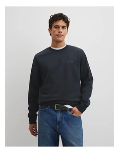 Australian Cotton Cr Logo Sweat in Navy
