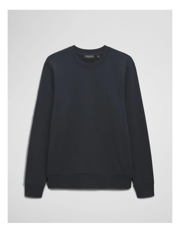 Australian Cotton Cr Logo Sweat in Navy image 2