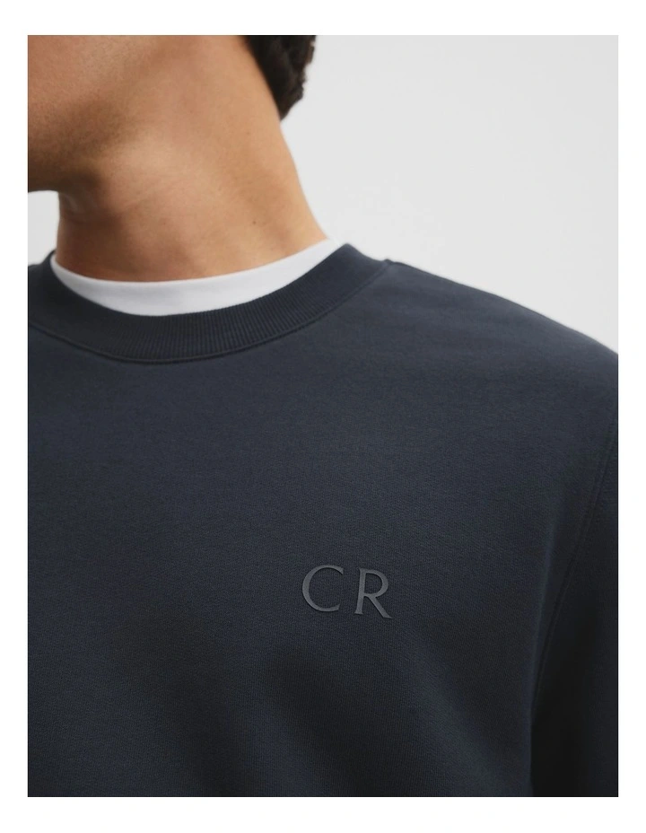 Australian Cotton Cr Logo Sweat in Navy image 3