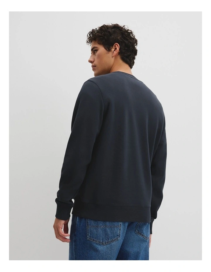 Australian Cotton Cr Logo Sweat in Navy image 5