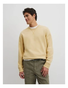 Australian Cotton Garment Dyed Workwear Crew Sweat in Sunlight