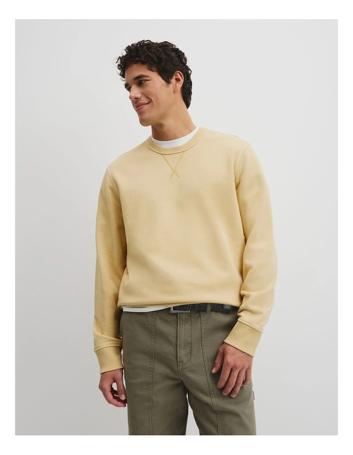 Australian Cotton Garment Dyed Workwear Crew Sweat in Sunlight image 1