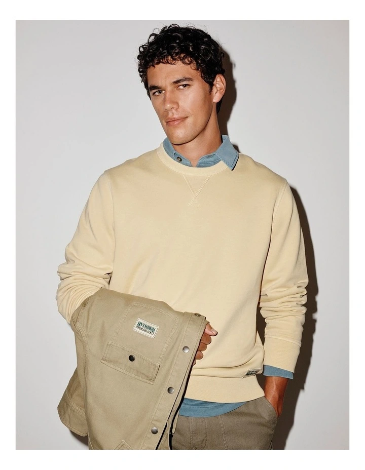 Australian Cotton Garment Dyed Workwear Crew Sweat in Sunlight image 6