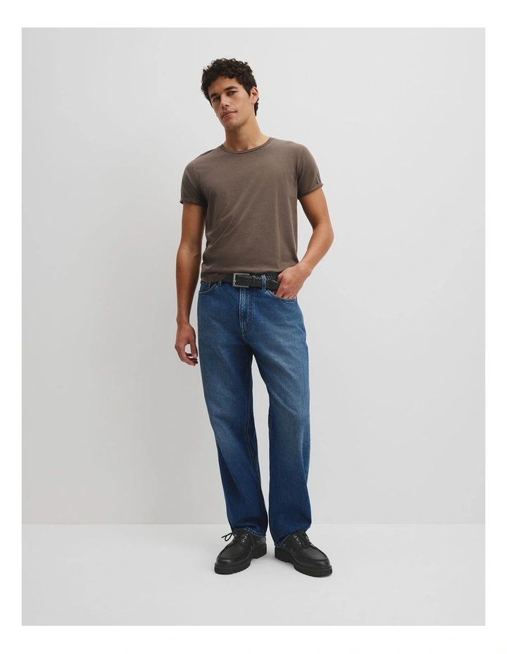 Australian Cotton Longline Garment Dye T-shirt in Smoky Brown image 4