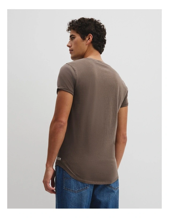 Australian Cotton Longline Garment Dye T-shirt in Smoky Brown image 5