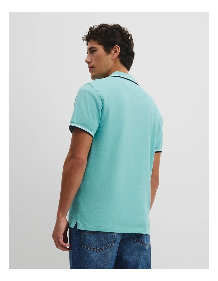 Australian Cotton Cr Logo Pique Polo in Aqua image 5