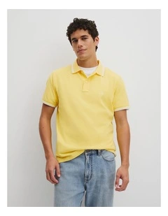 Australian Cotton Cr Logo Pique Polo in Yellow