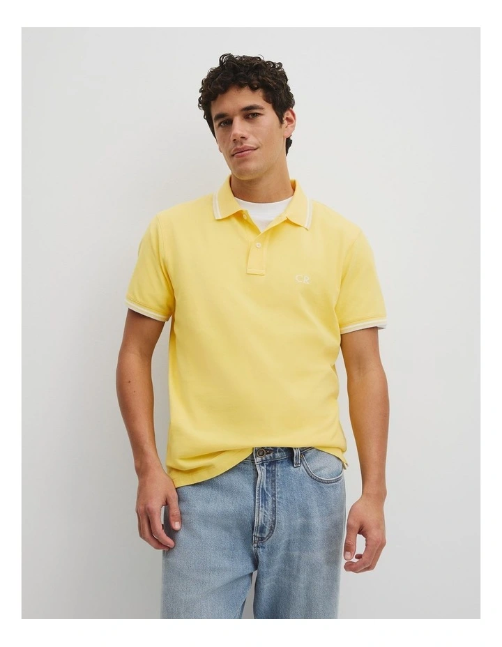 Australian Cotton Cr Logo Pique Polo in Yellow image 1