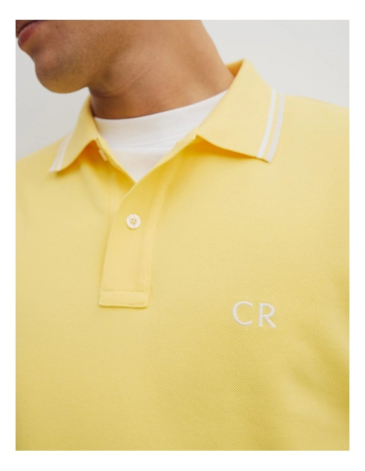 Australian Cotton Cr Logo Pique Polo in Yellow image 3