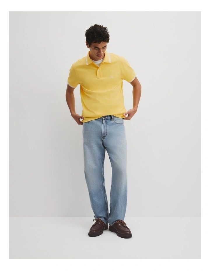 Australian Cotton Cr Logo Pique Polo in Yellow image 4
