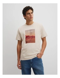 Australian Cotton Graphic T-shirt in Stone
