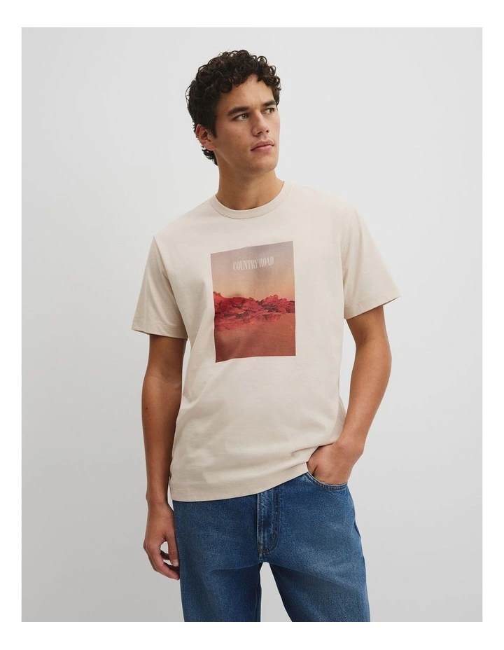 Australian Cotton Graphic T-shirt in Stone image 1