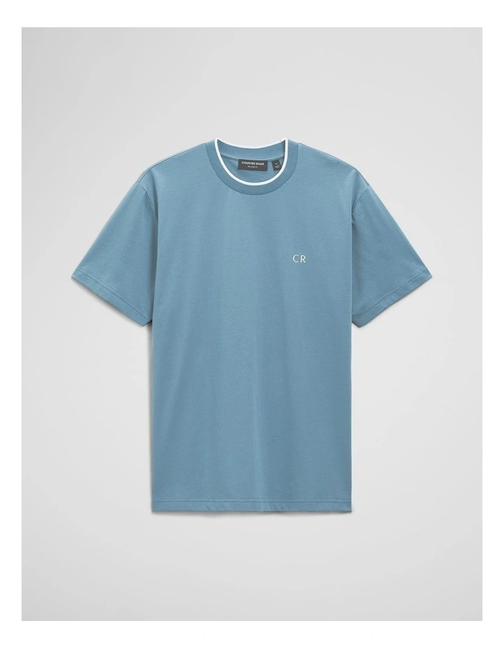Australian Cotton Cr Logo Tipped T-shirt in Steel Blue image 2