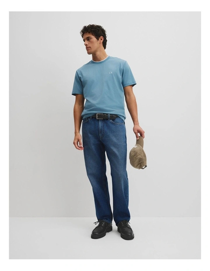Australian Cotton Cr Logo Tipped T-shirt in Steel Blue image 4