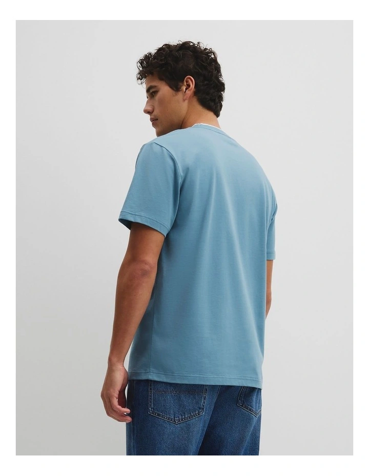 Australian Cotton Cr Logo Tipped T-shirt in Steel Blue image 5