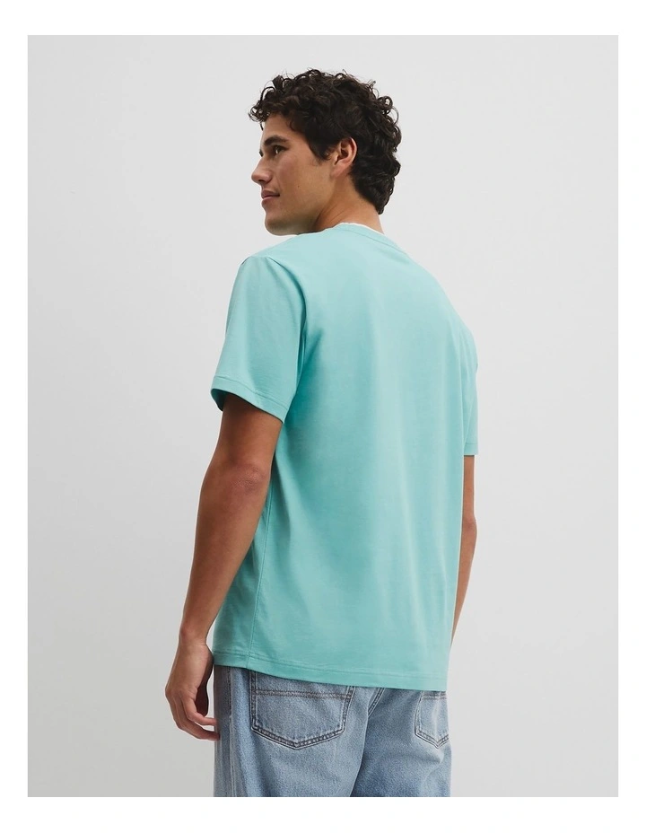 Australian Cotton Cr Logo Tipped T-shirt in Aqua image 5