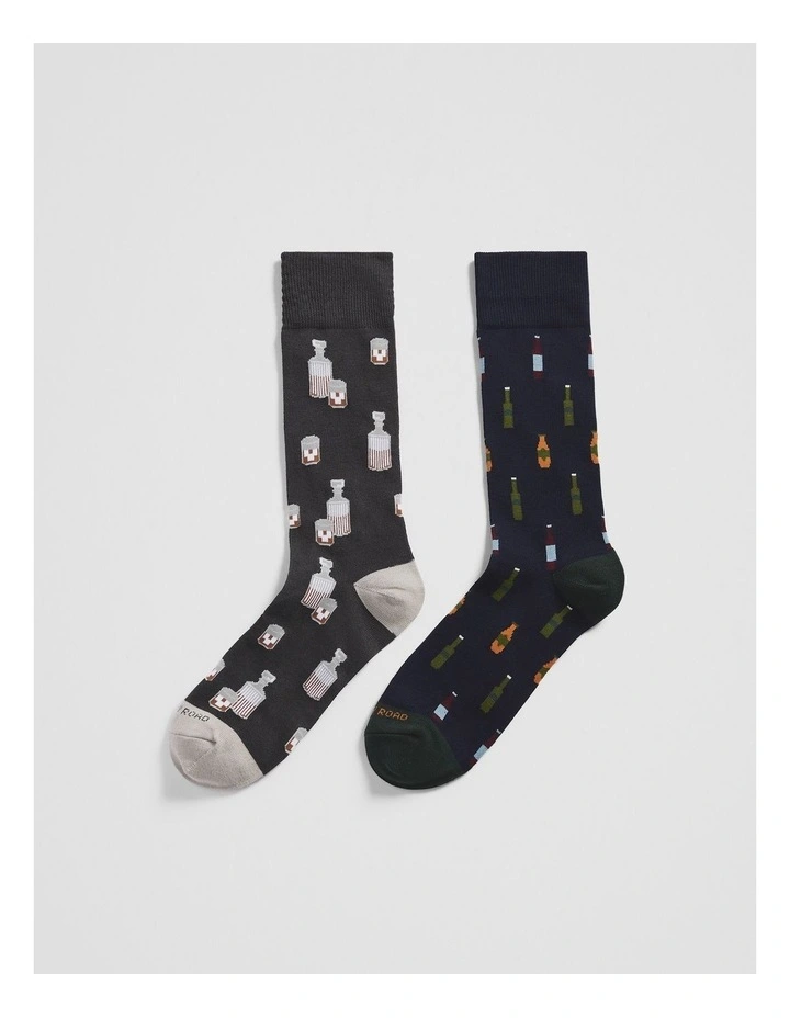 Bar Sock Pack Of 2 in Multi image 1