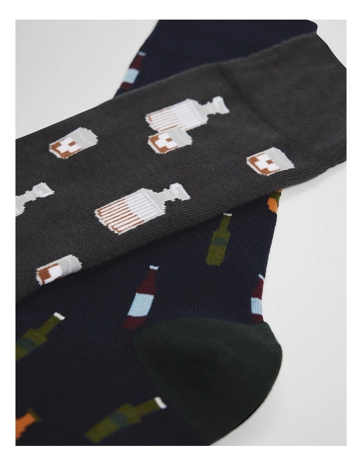 Bar Sock Pack Of 2 in Multi image 2