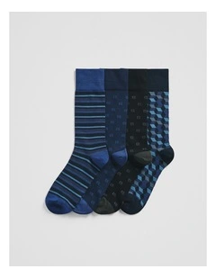 Cr Pattern Sock Pack Of 4 in Navy