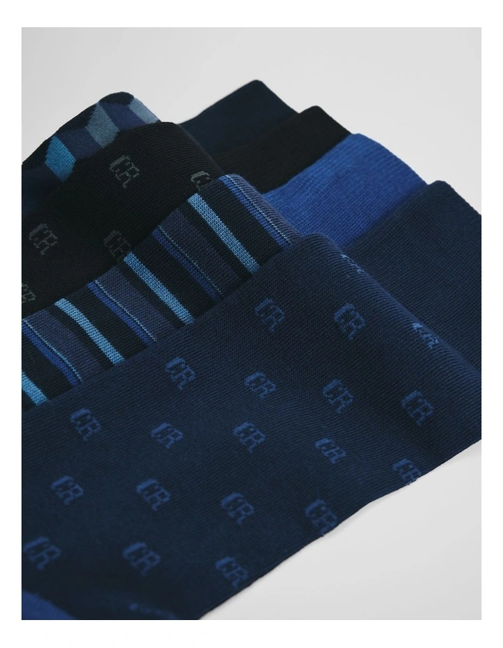 Cr Pattern Sock Pack Of 4 in Navy image 2