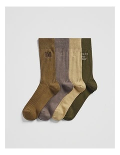 Cr Dad Sock Pack Of 4 in Green Multi
