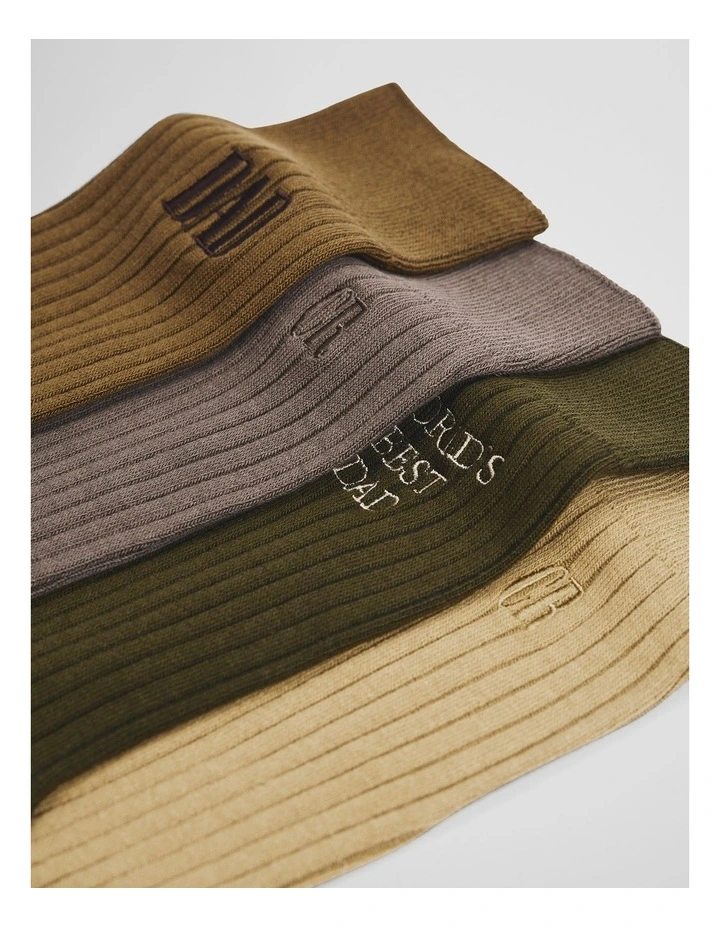 Cr Dad Sock Pack Of 4 in Green Multi image 2