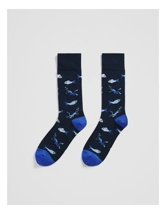 Scuba Sock Pack Of 2 in Blue Multi
