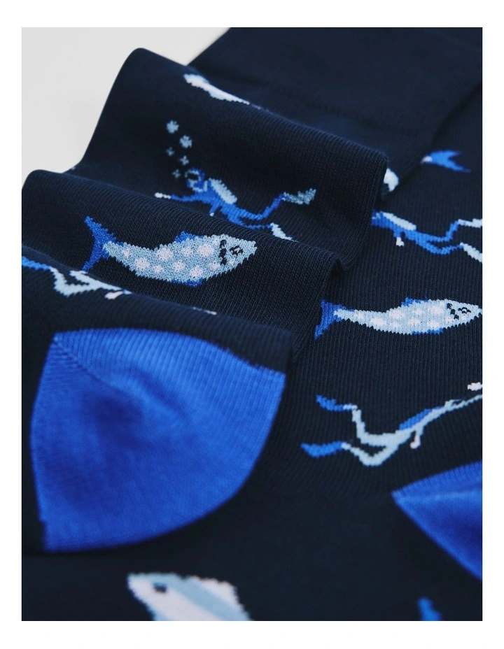 Scuba Sock Pack Of 2 in Blue Multi image 2