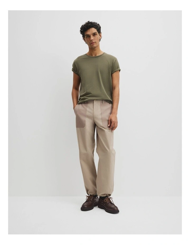 Australian Cotton Longline Garment Dye T-shirt in Deep Khaki image 4