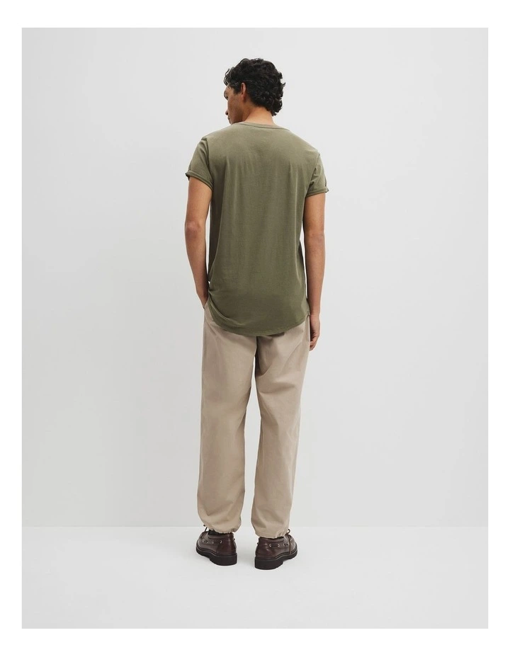 Australian Cotton Longline Garment Dye T-shirt in Deep Khaki image 5