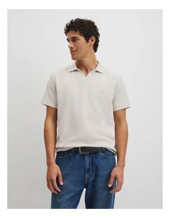Short Sleeve Waffle Trophy Polo in Stone