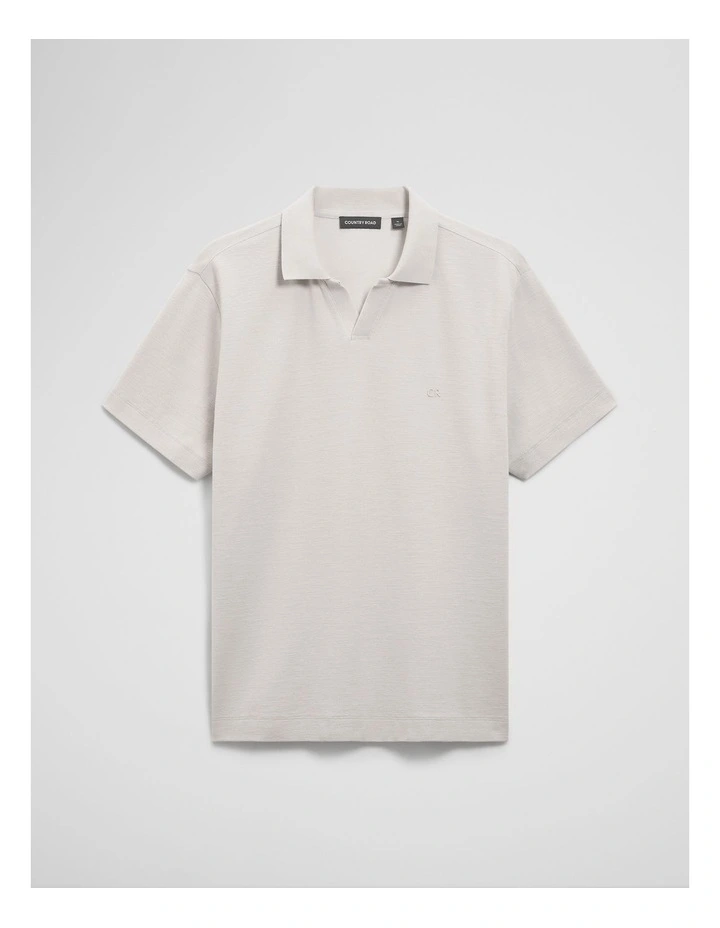 Short Sleeve Waffle Trophy Polo in Stone image 2