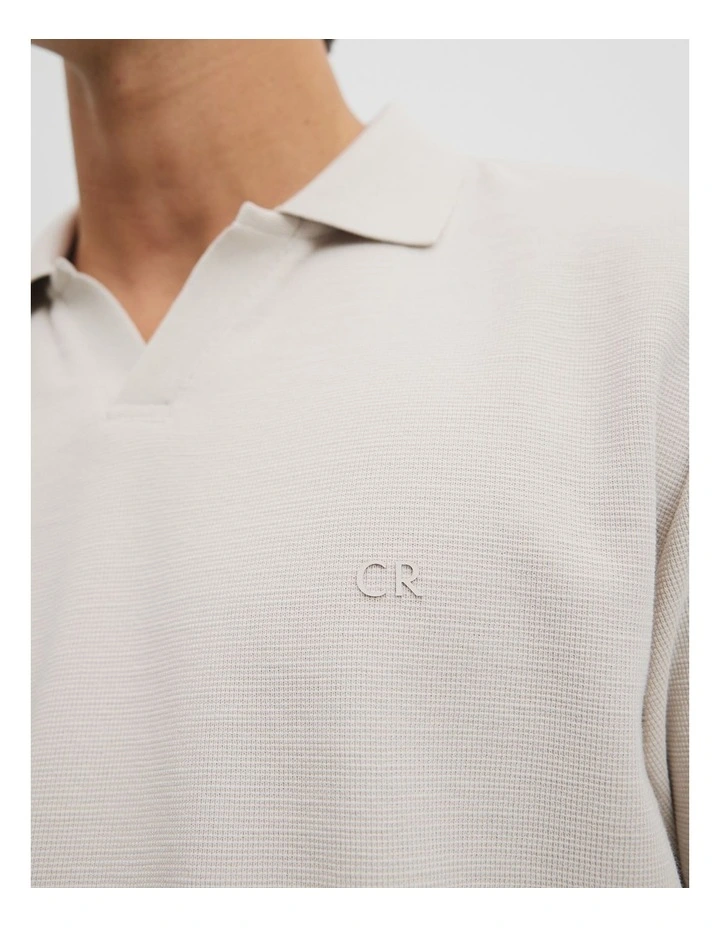 Short Sleeve Waffle Trophy Polo in Stone image 3