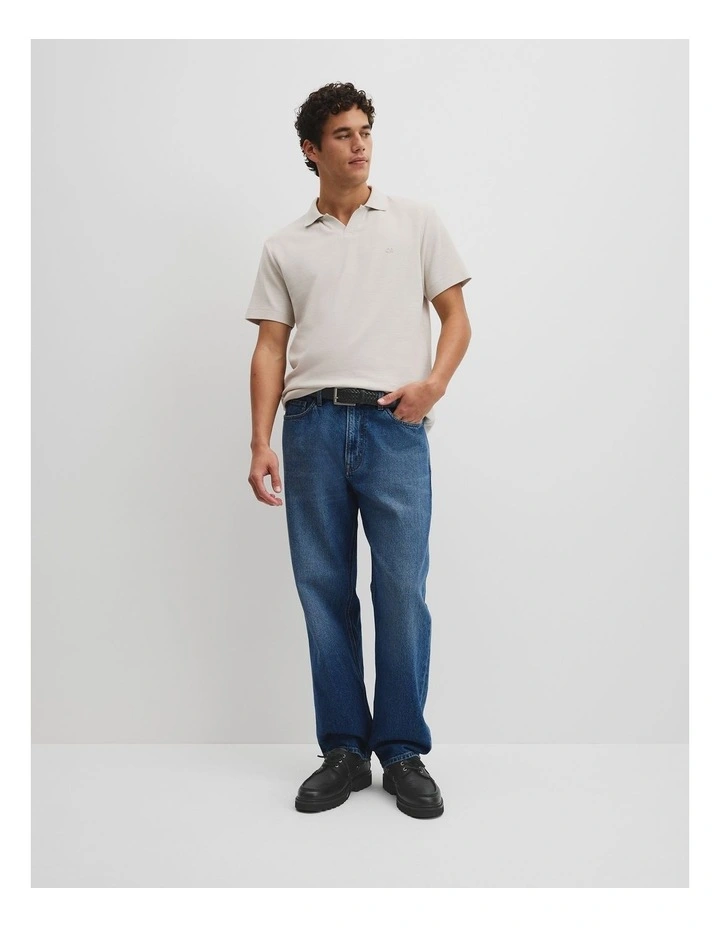 Short Sleeve Waffle Trophy Polo in Stone image 4