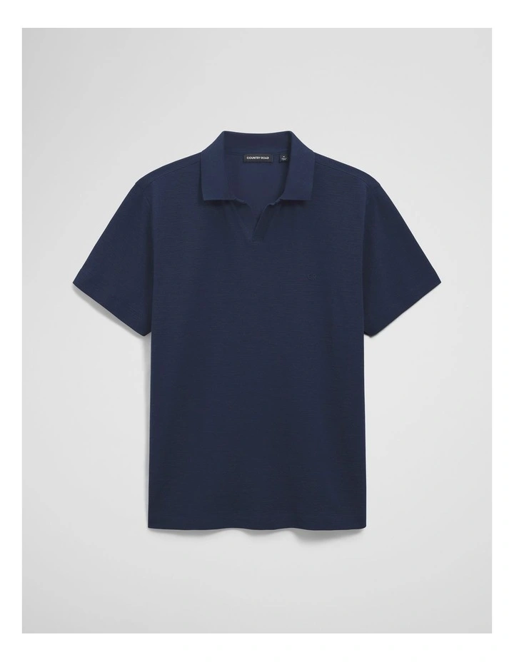 Short Sleeve Waffle Trophy Polo in Navy image 2
