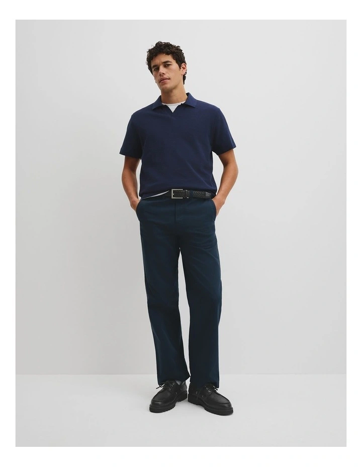 Short Sleeve Waffle Trophy Polo in Navy image 4