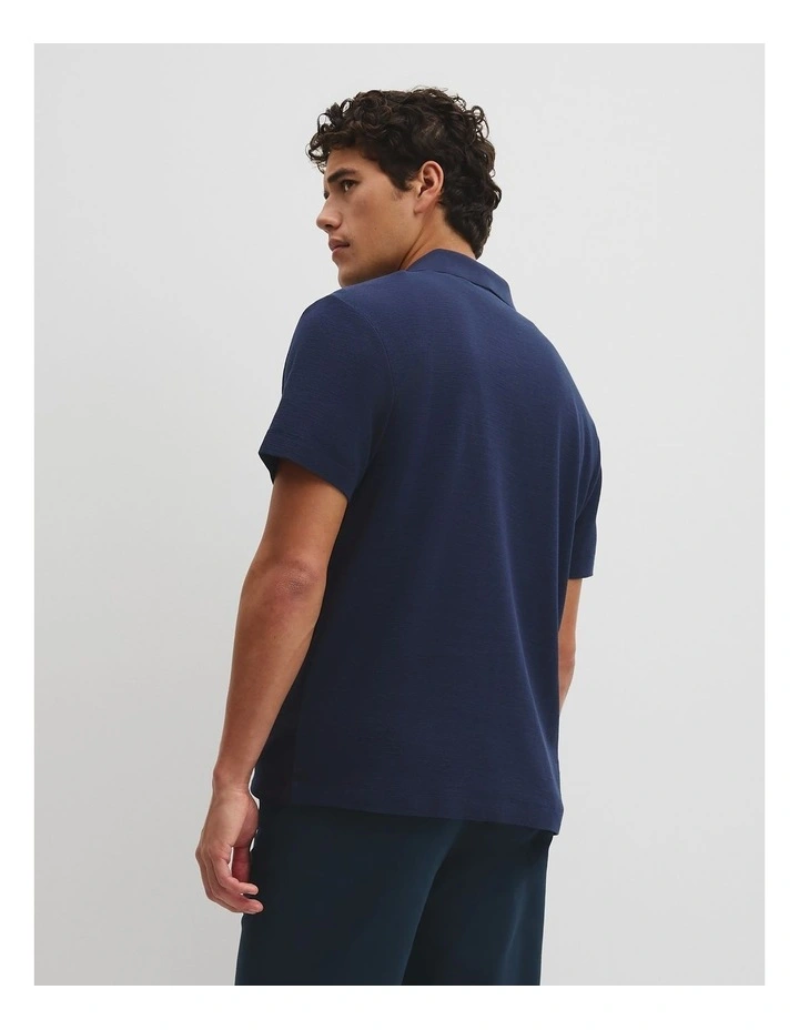 Short Sleeve Waffle Trophy Polo in Navy image 5