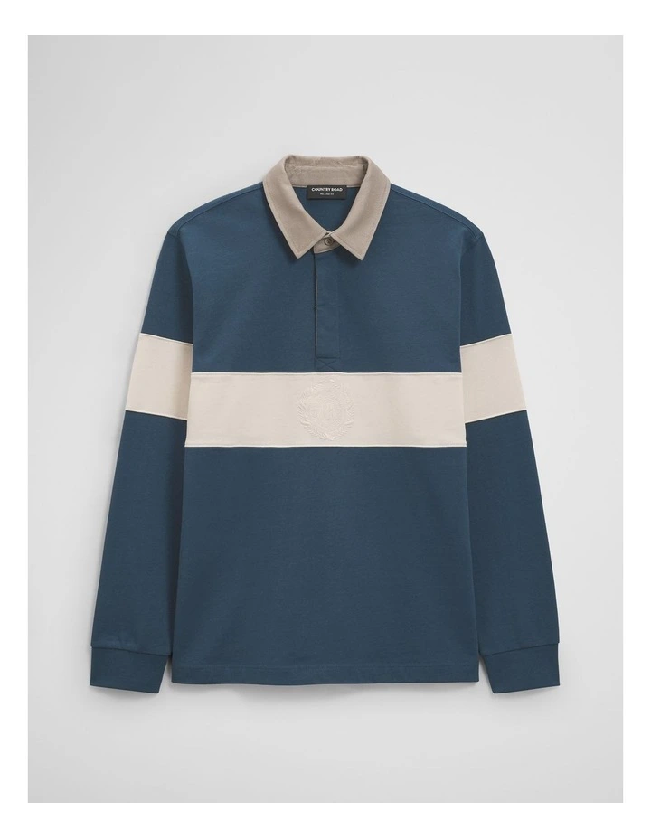 Australian Cotton Panel Rugby Polo in Midnight image 2