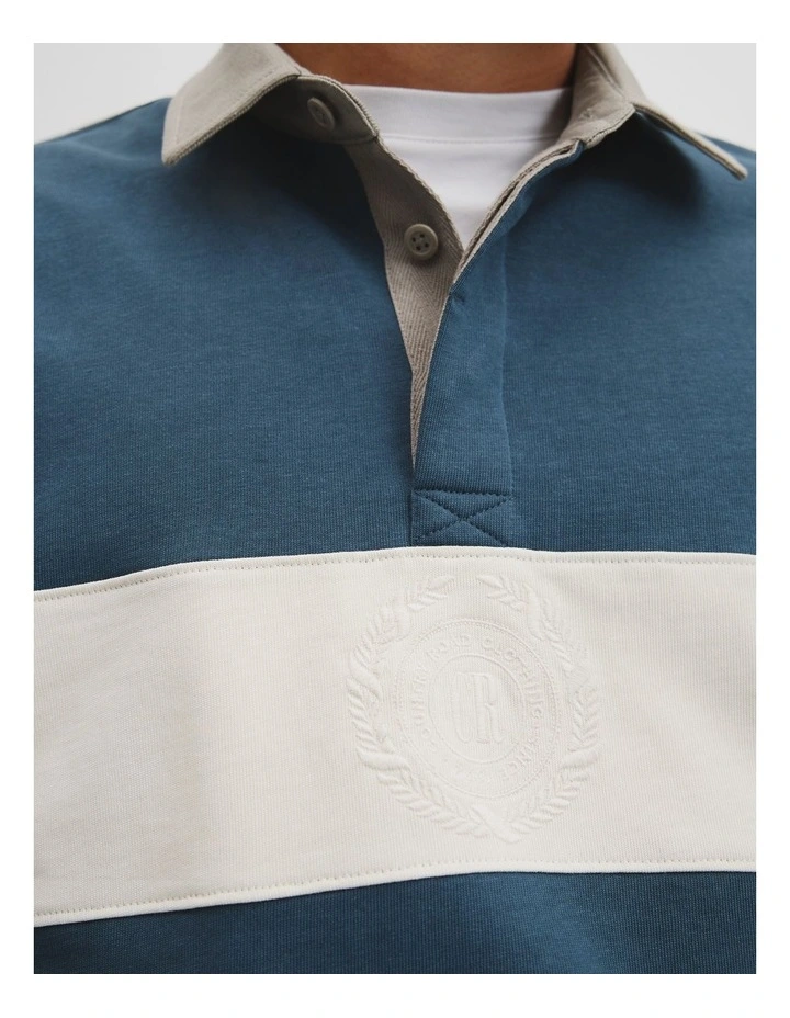 Australian Cotton Panel Rugby Polo in Midnight image 3