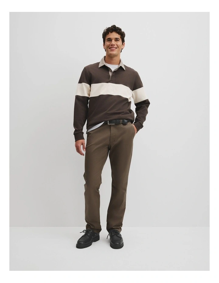 Australian Cotton Panel Rugby Polo in Coffee image 4