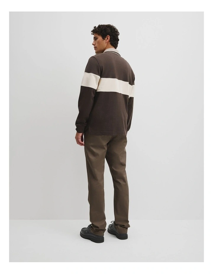Australian Cotton Panel Rugby Polo in Coffee image 5