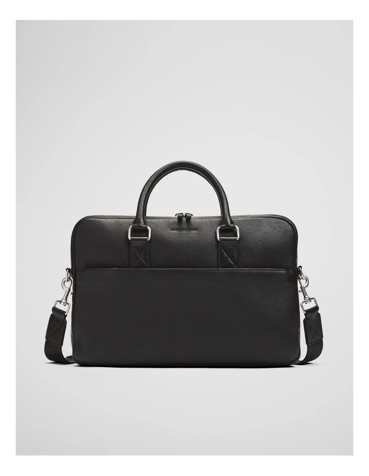 Rhys Leather Briefcase in Black image 1