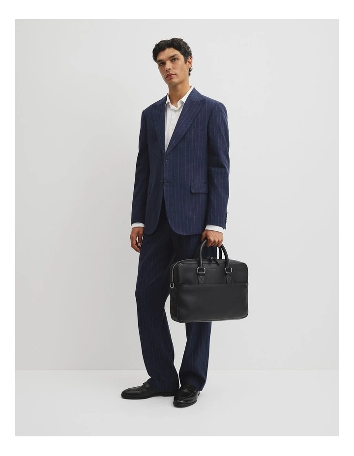 Rhys Leather Briefcase in Black image 2
